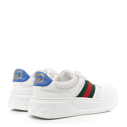 Gucci Calfskin Web Perforated Womens Platform 55mm Sneakers 37 White Bright Splash 5 of 12