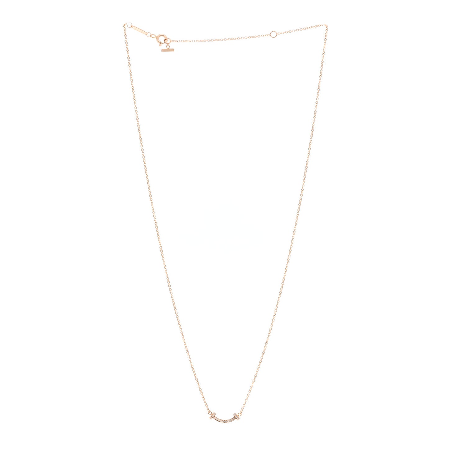 18K Rose Gold Diamond Mini T Smile Pendant Necklace