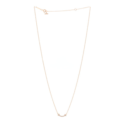 Tiffany 18K Rose Gold Diamond Mini T Smile Pendant Necklace 3 of 4