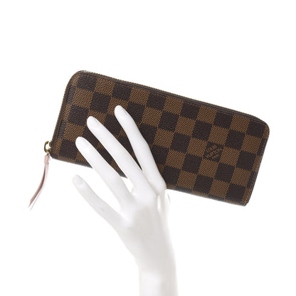 Louis Vuitton Damier Ebene Clemence Wallet Rose Ballerine 2 of 7
