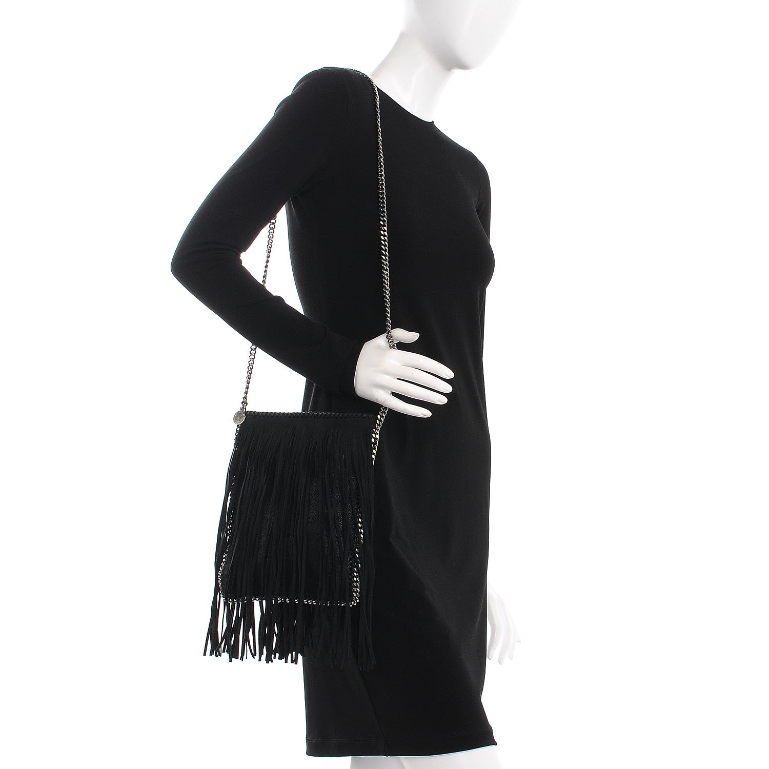 Stella McCartney Shaggy Deer Fringe Flat Crossbody Black 2 of 8