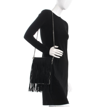 Stella McCartney Shaggy Deer Fringe Flat Crossbody Black 2 of 8