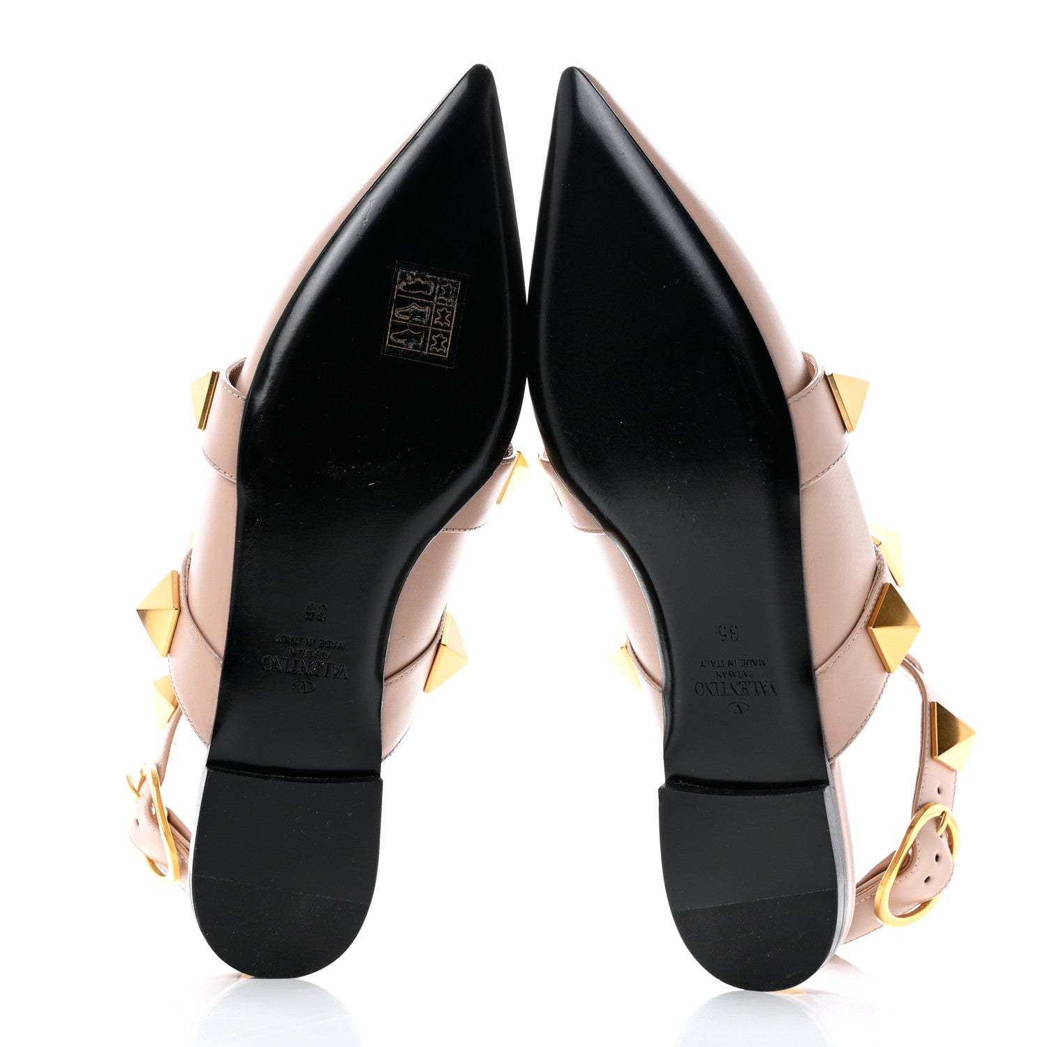 Valentino Garavani Calfskin Roman Stud Ankle Strap Flat Mules 35 Rose Cannelle 5 of 8