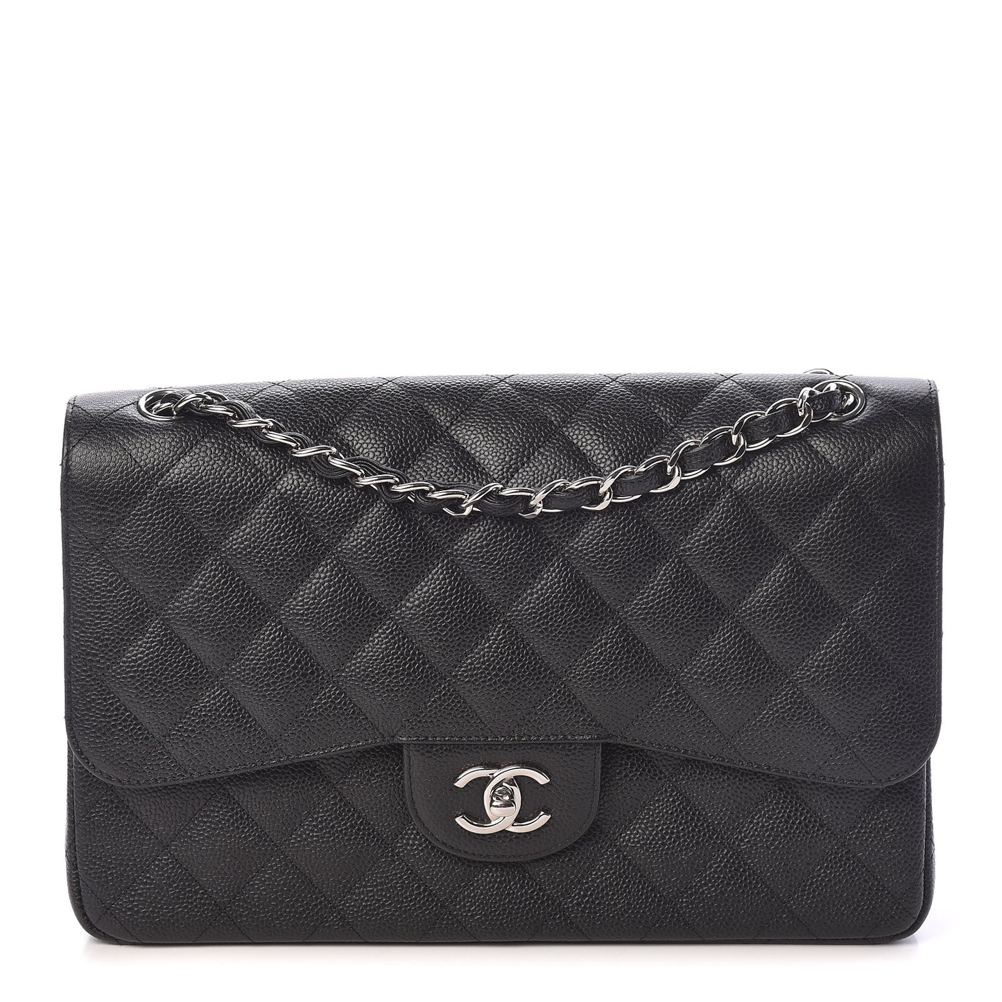 Caviar Quilted Jumbo Double Flap Black