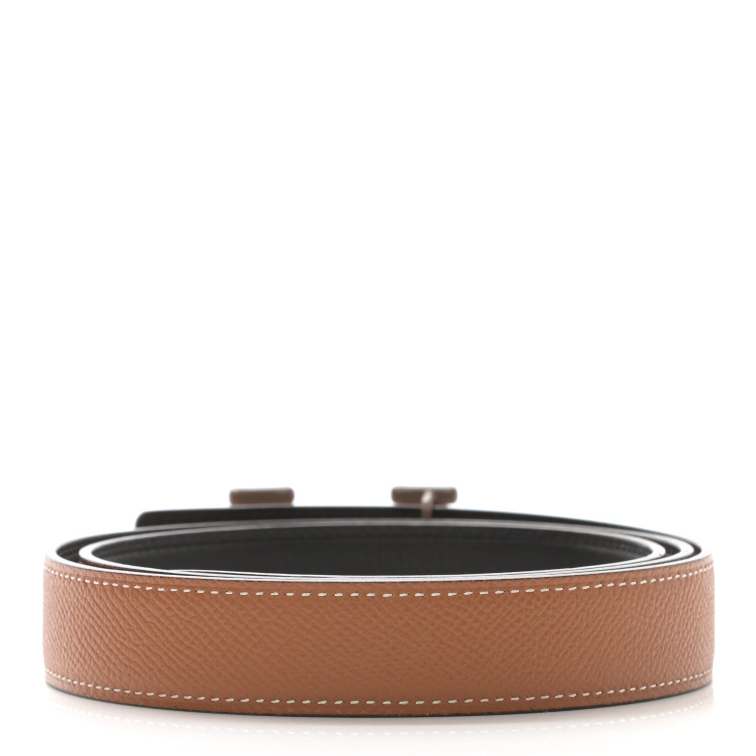 Hermes Epsom Swift Enamel 24mm Belt 90 Etoupe Gold Black 2 of 5