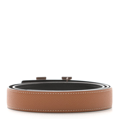 Hermes Epsom Swift Enamel 24mm Belt 90 Etoupe Gold Black 2 of 5