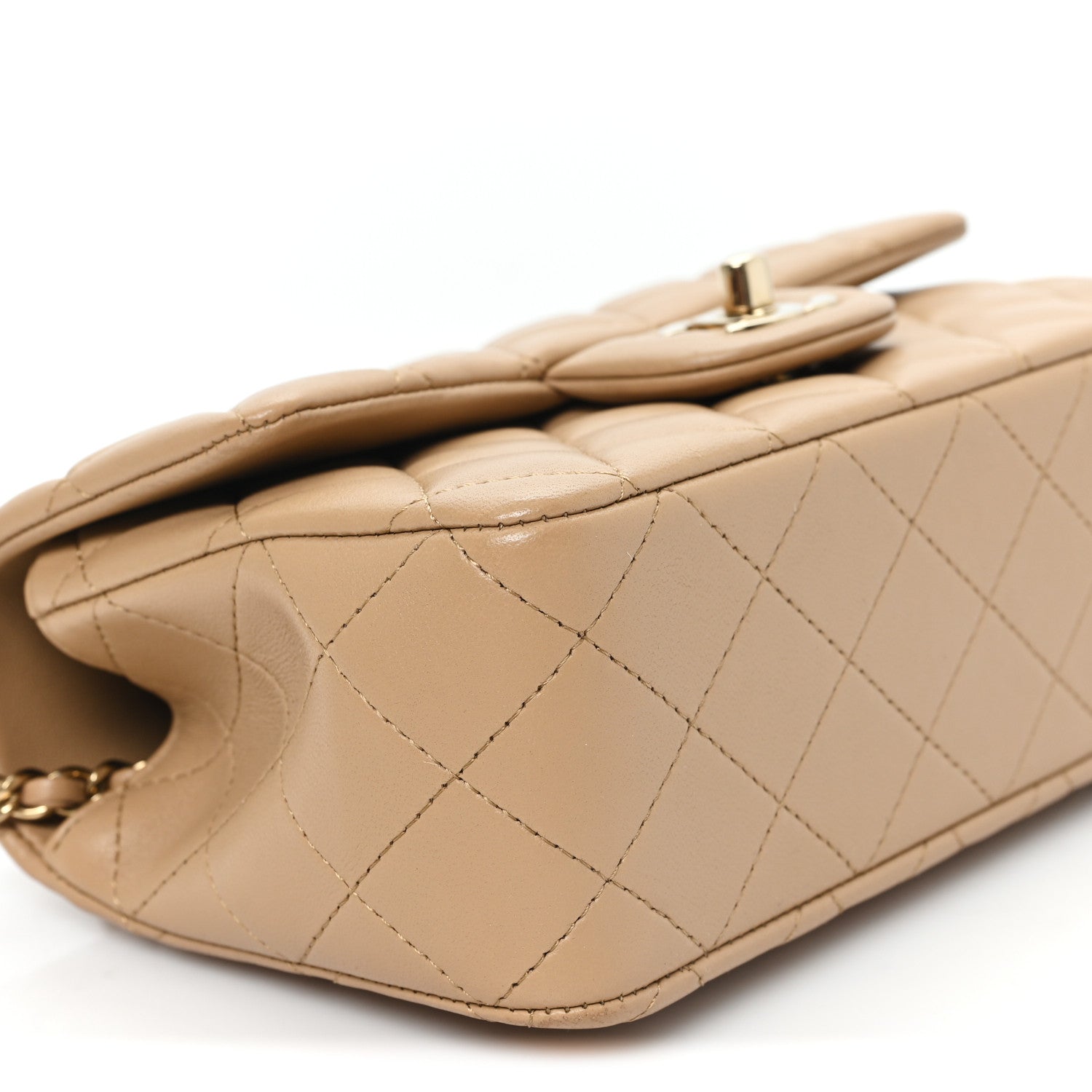 Chanel Lambskin Quilted Mini Top Handle Rectangular Flap Beige 9 of 10