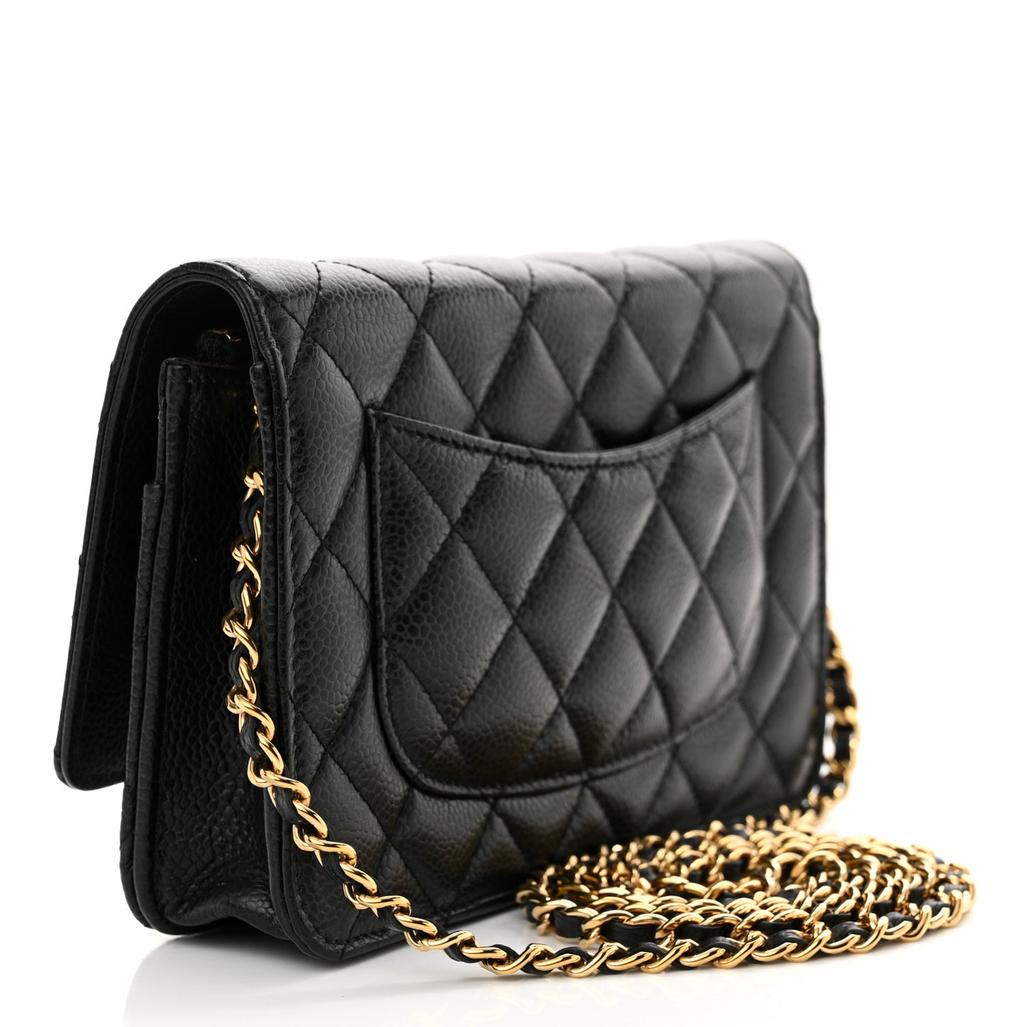 Caviar Quilted Wallet on Chain WOC Black