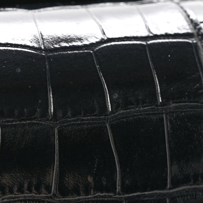 Balenciaga Shiny Calfskin Crocodile Embossed Hourglass Chain Bag Black 12 of 13