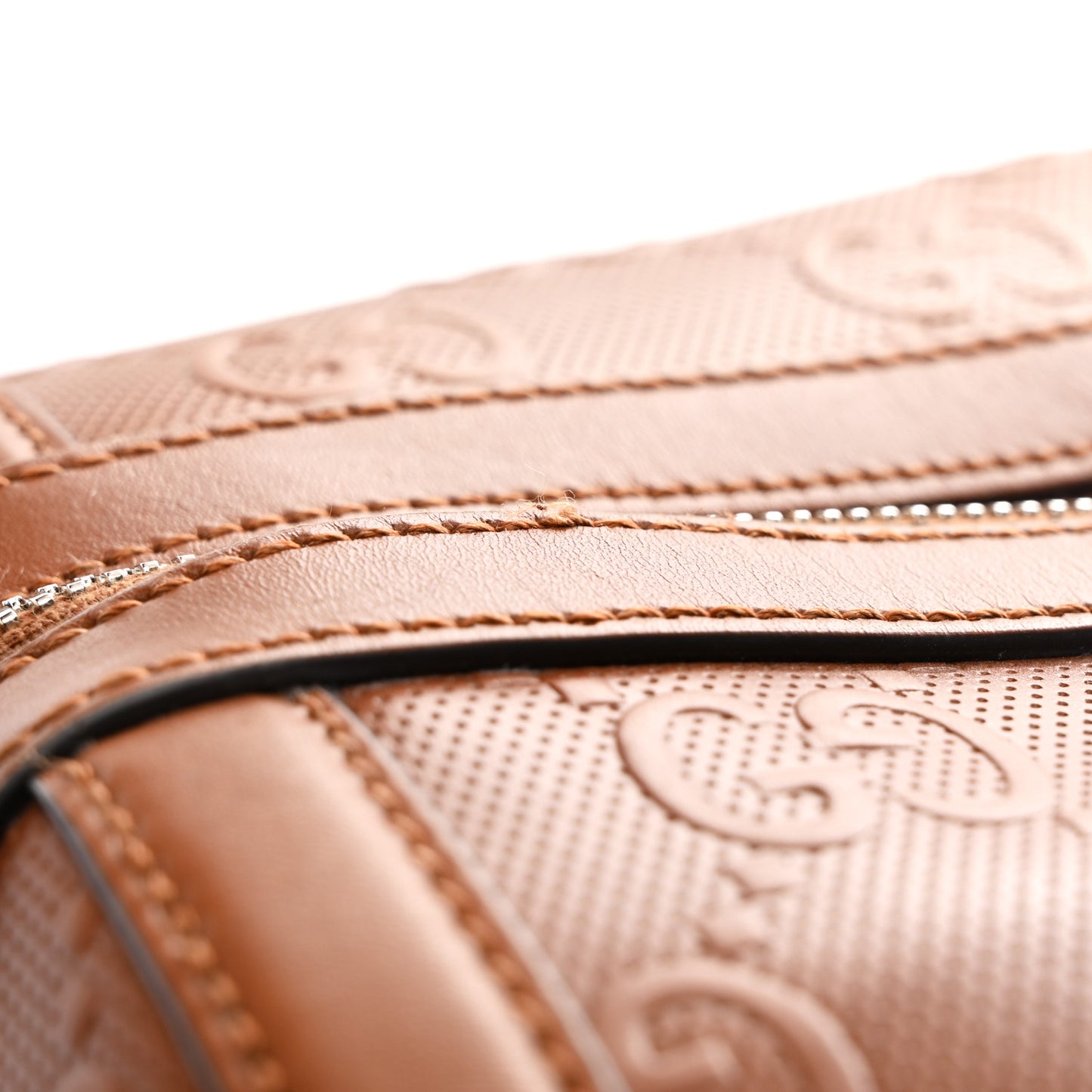 Calfskin GG Tennis Embossed Large Duffle Bag Brown