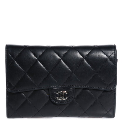 Chanel Lambskin Quilted Small Flap Wallet Black 1 of 9