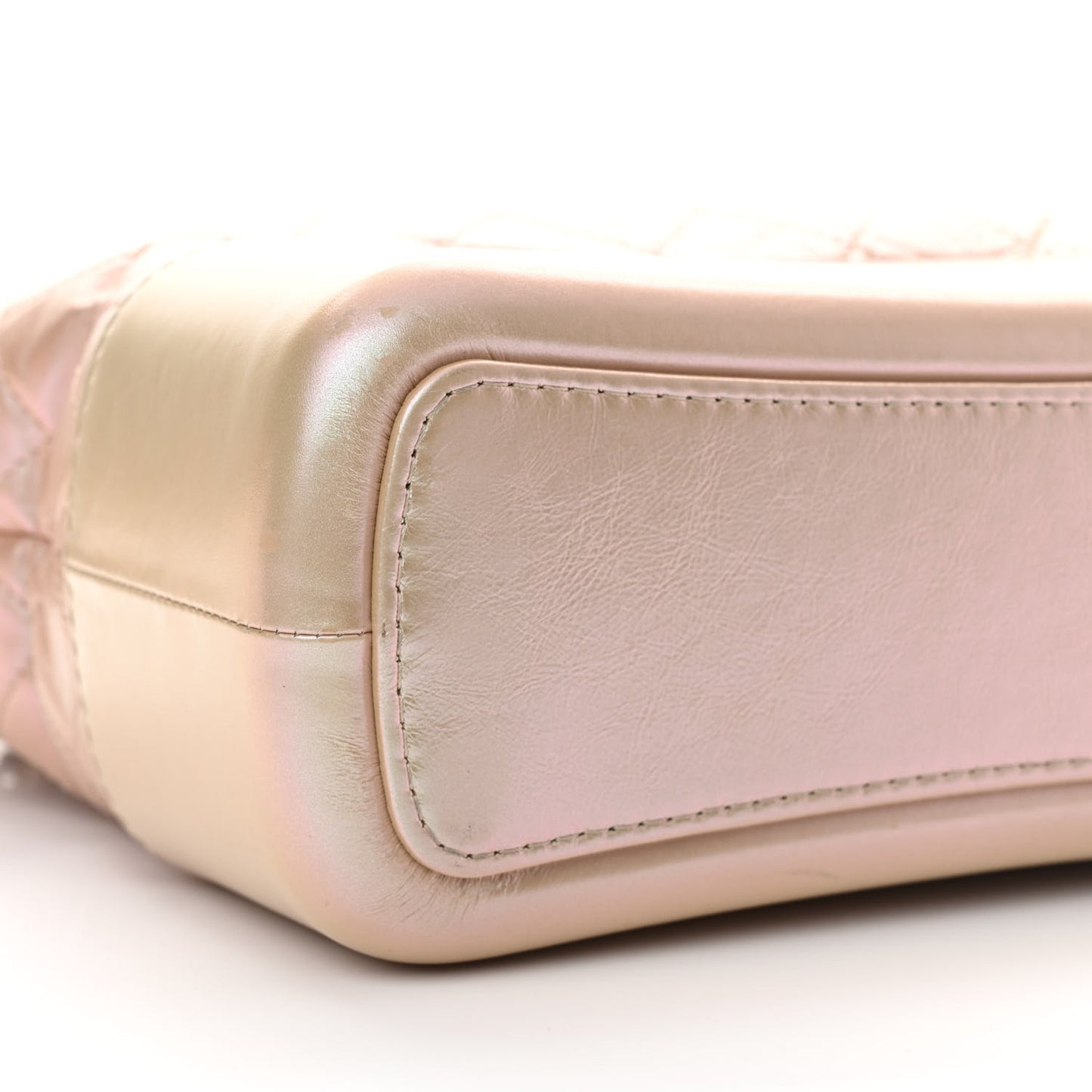 Iridescent Aged Calfskin Quilted Medium Gabrielle Hobo Light Pink