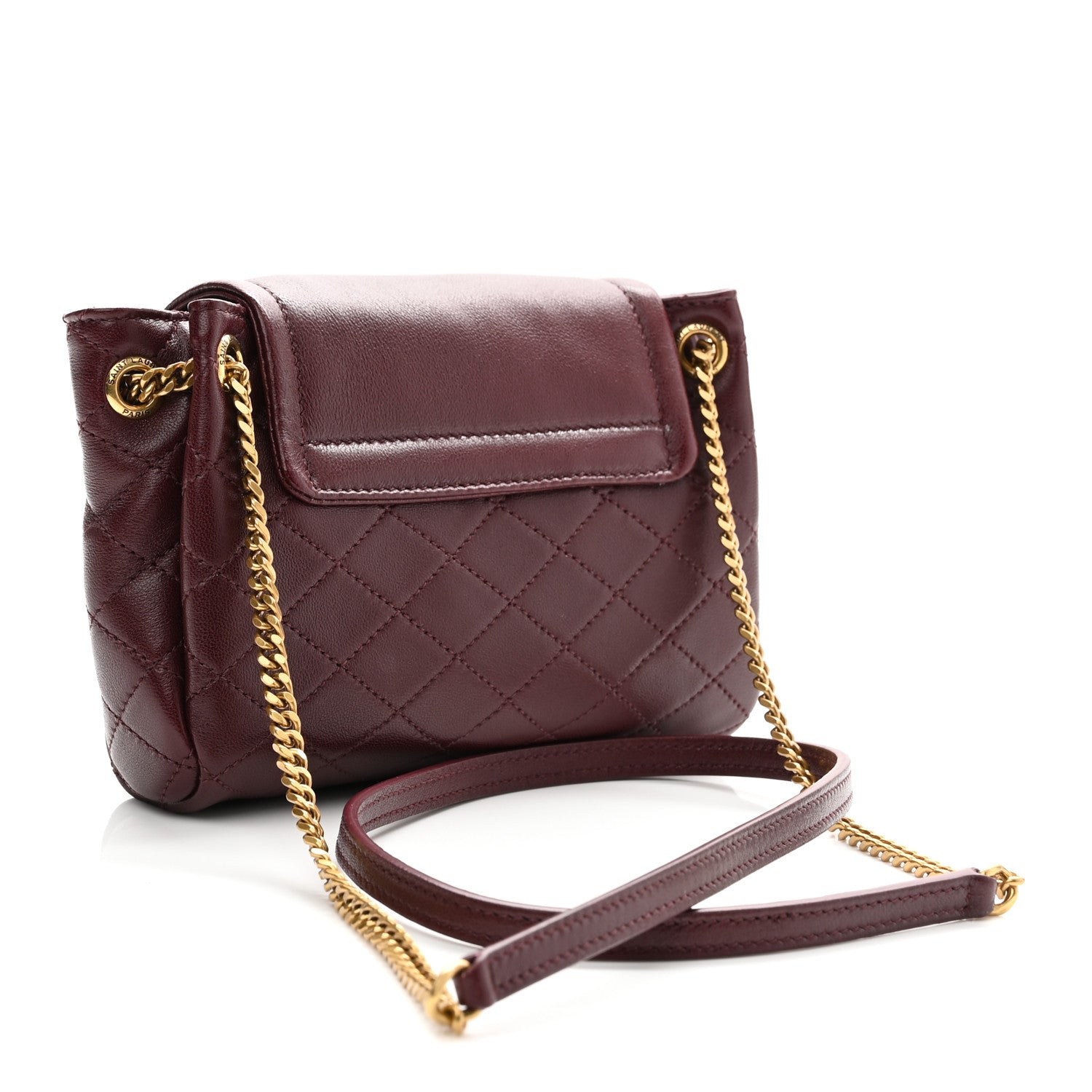Saint Laurent Lambskin Quilted Monogram Mini Nolita Rouge Cabernet 3 of 10