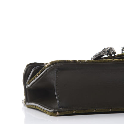 Gucci Velvet Moon Calfskin Crystal GG Monogram Small Dionysus Shoulder Bag Dark Olive Rose Gold 5 of 9