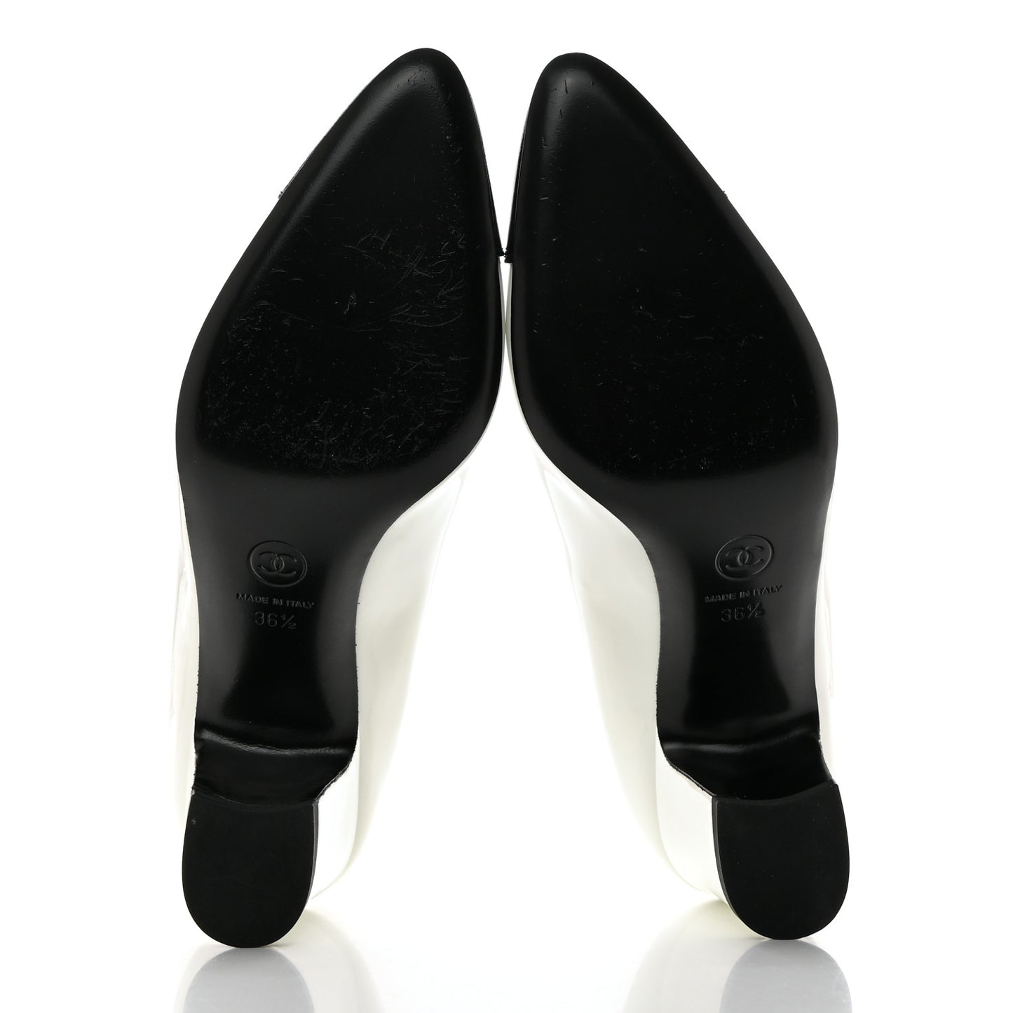 Patent Calfskin Pumps 36.5 White Black