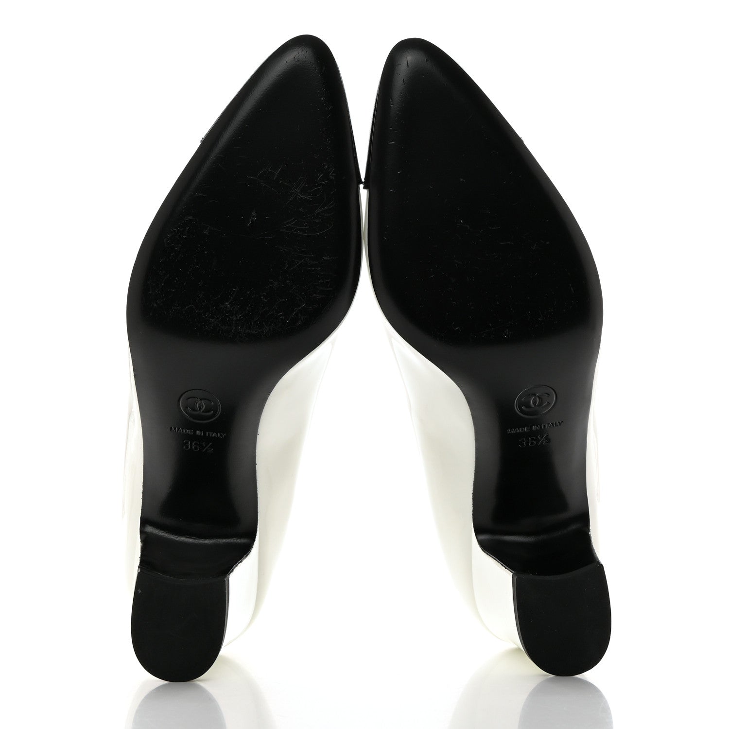 Chanel Patent Calfskin Pumps 36.5 White Black 5 of 9