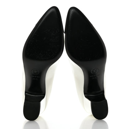 Chanel Patent Calfskin Pumps 36.5 White Black 5 of 9