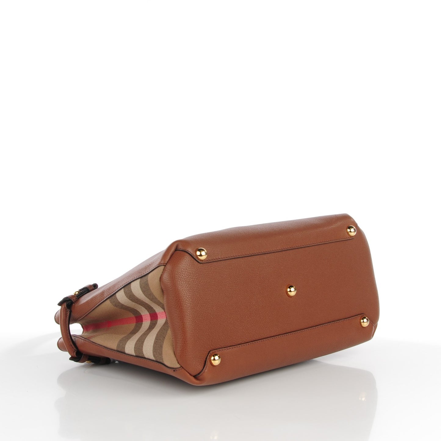 Grainy Calfskin House Check Medium Banner Tote Tan