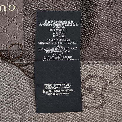Gucci Wool Silk Monogram Fringe Scarf Brown 4 of 7