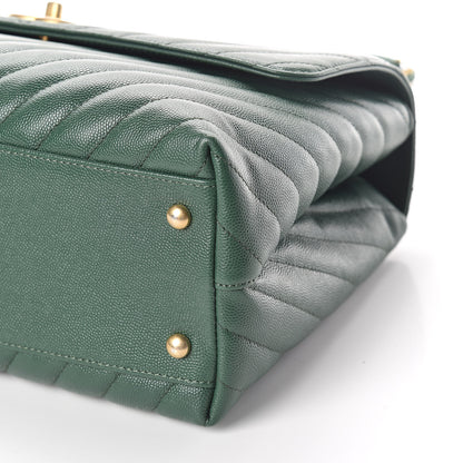 Chanel Caviar Chevron Quilted Medium Coco Handle Flap Green 10 of 10