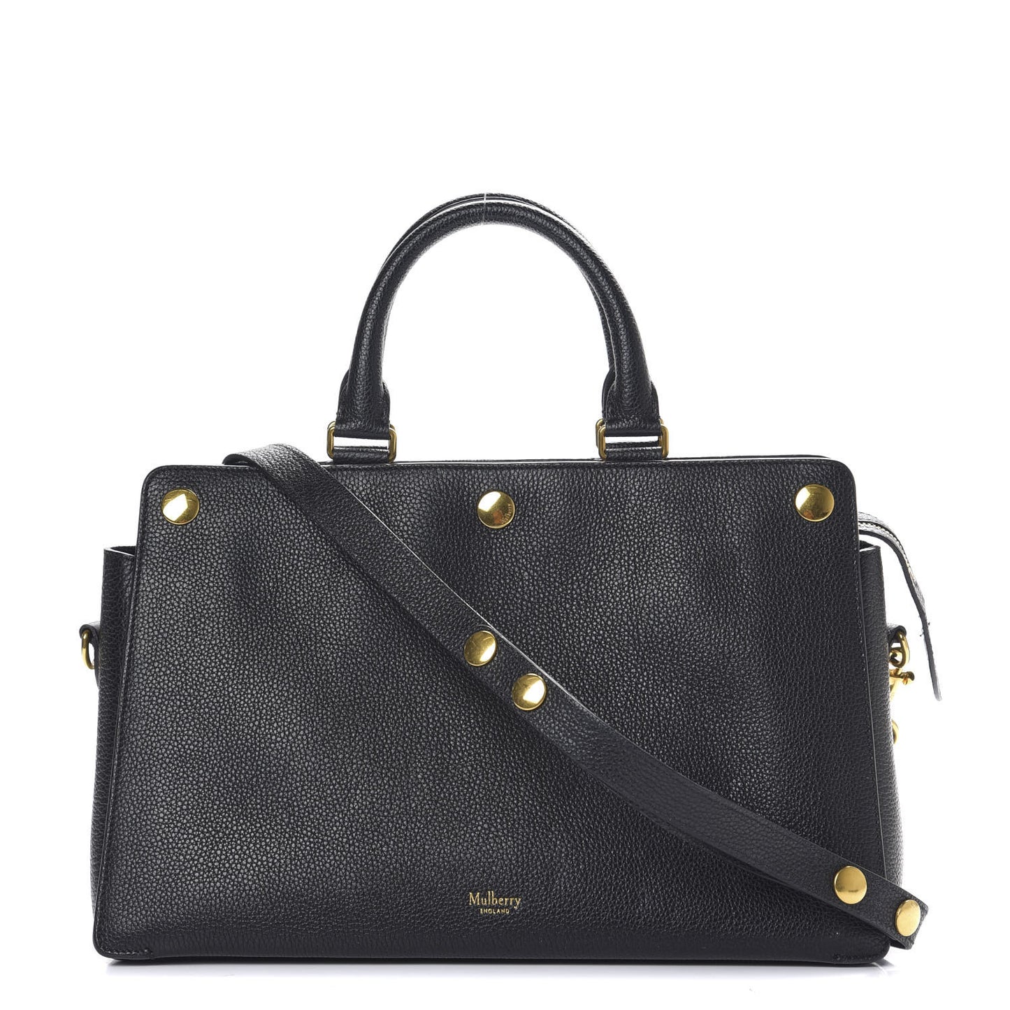 Small Classic Grain Stud Tote Black
