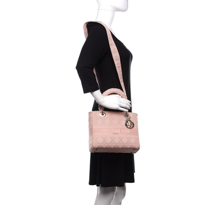 Christian Dior Canvas Embroidered Cannage Medium Lady D-Lite Pink 2 of 10
