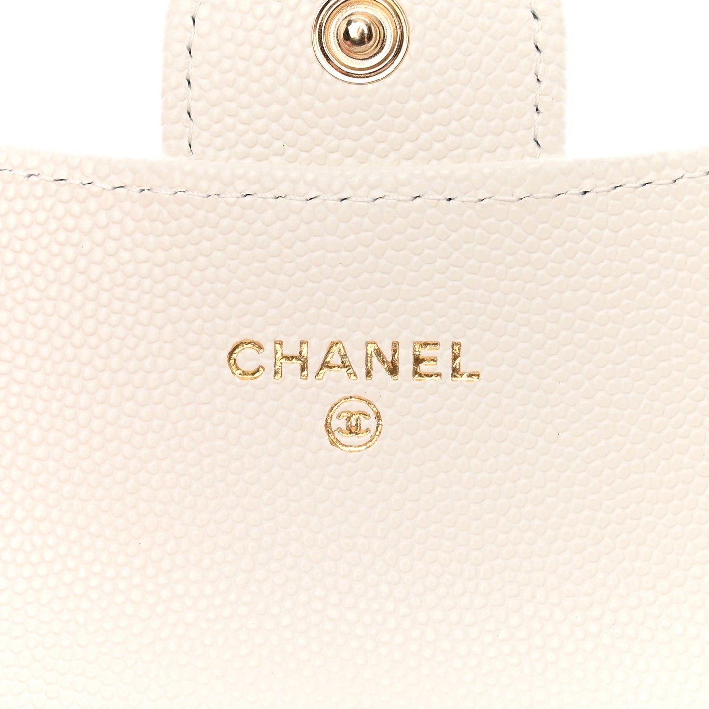 Caviar Quilted Flap Card Holder Wallet White