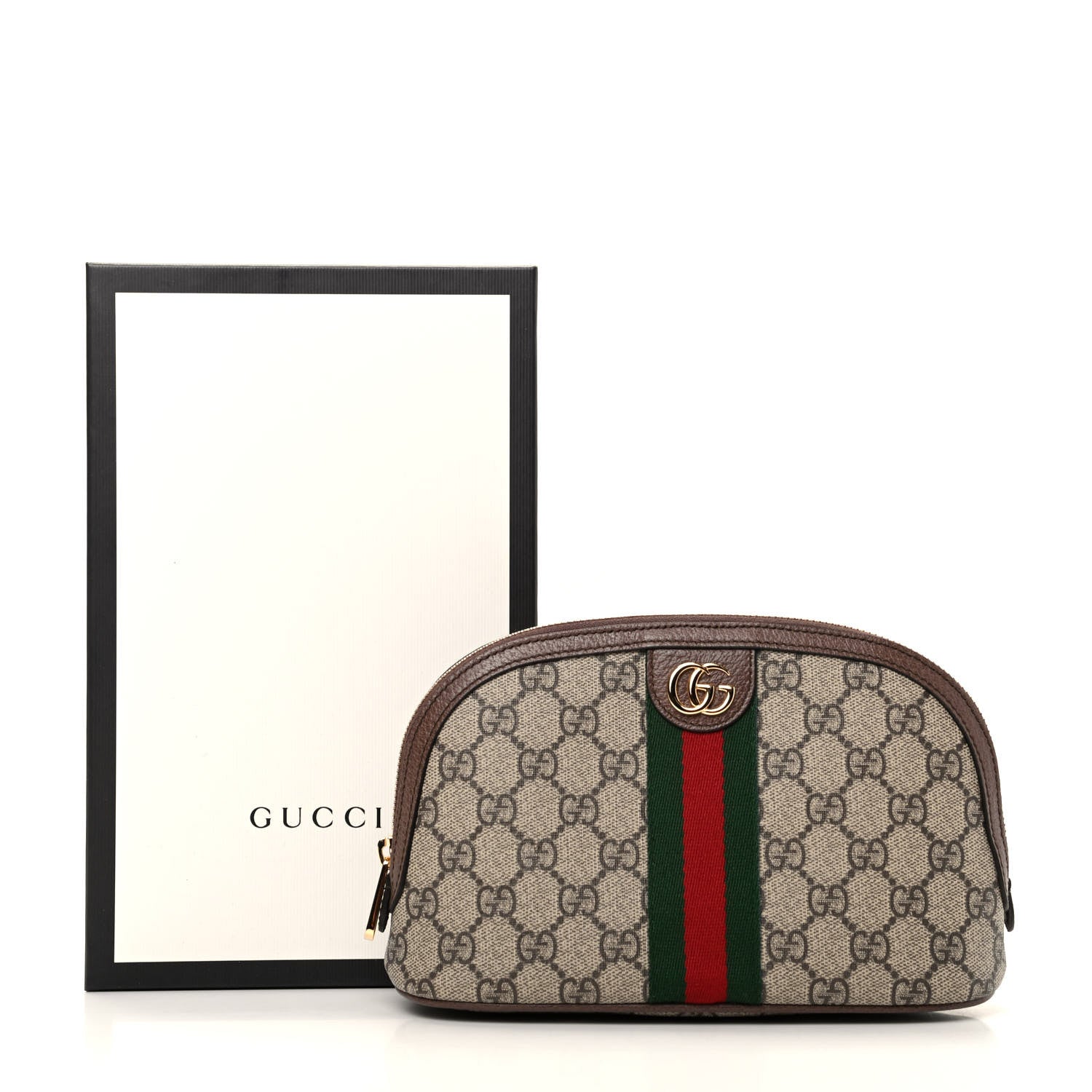 Gucci GG Supreme Monogram Textured Calfskin Web Large Ophidia Cosmetic Case Beige Ebony New Acero 11 of 11