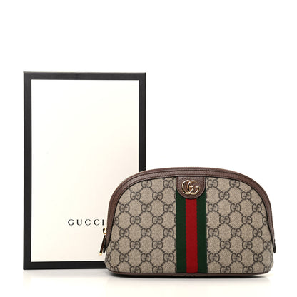 Gucci GG Supreme Monogram Textured Calfskin Web Large Ophidia Cosmetic Case Beige Ebony New Acero 11 of 11