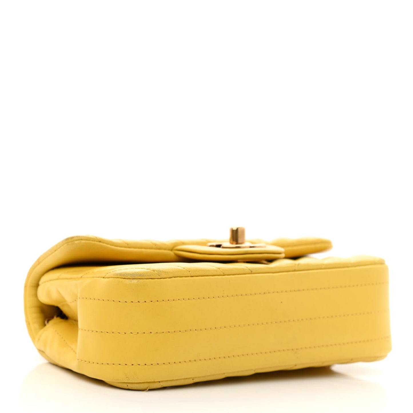 Lambskin Chevron Quilted Extra Mini Rectangular Flap Yellow
