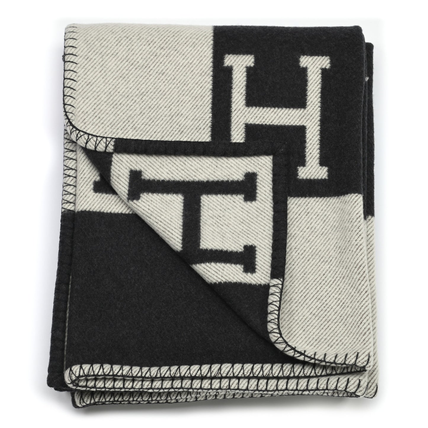 Wool Cashmere Avalon Blanket Ecru Gris Fonce