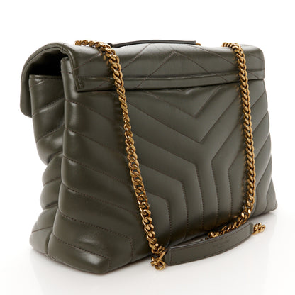 Saint Laurent Calfskin Y Quilted Monogram Medium Loulou Chain Satchel Soil Brown 3 of 11