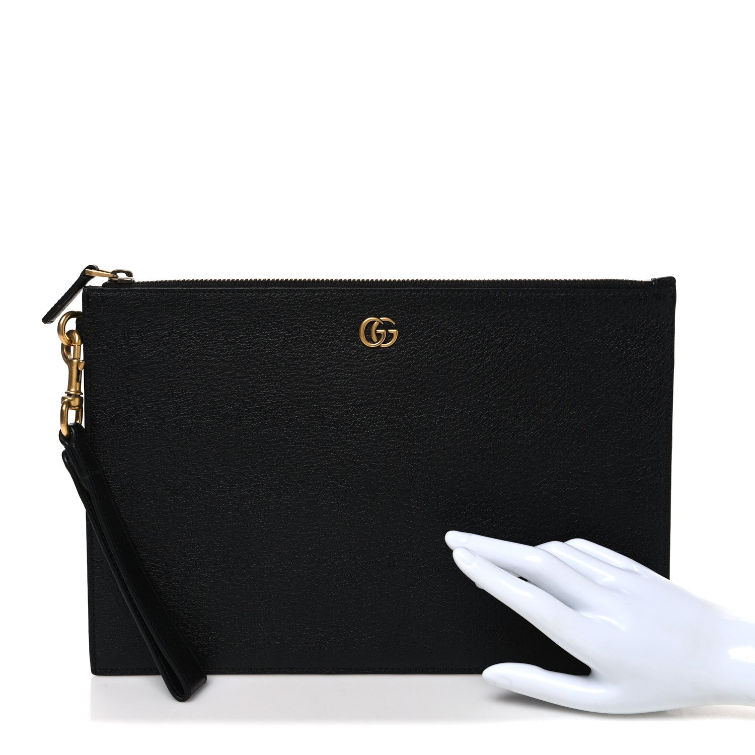 Gucci Textured Dollar Calfskin GG Marmont Zip Pouch Black 2 of 7