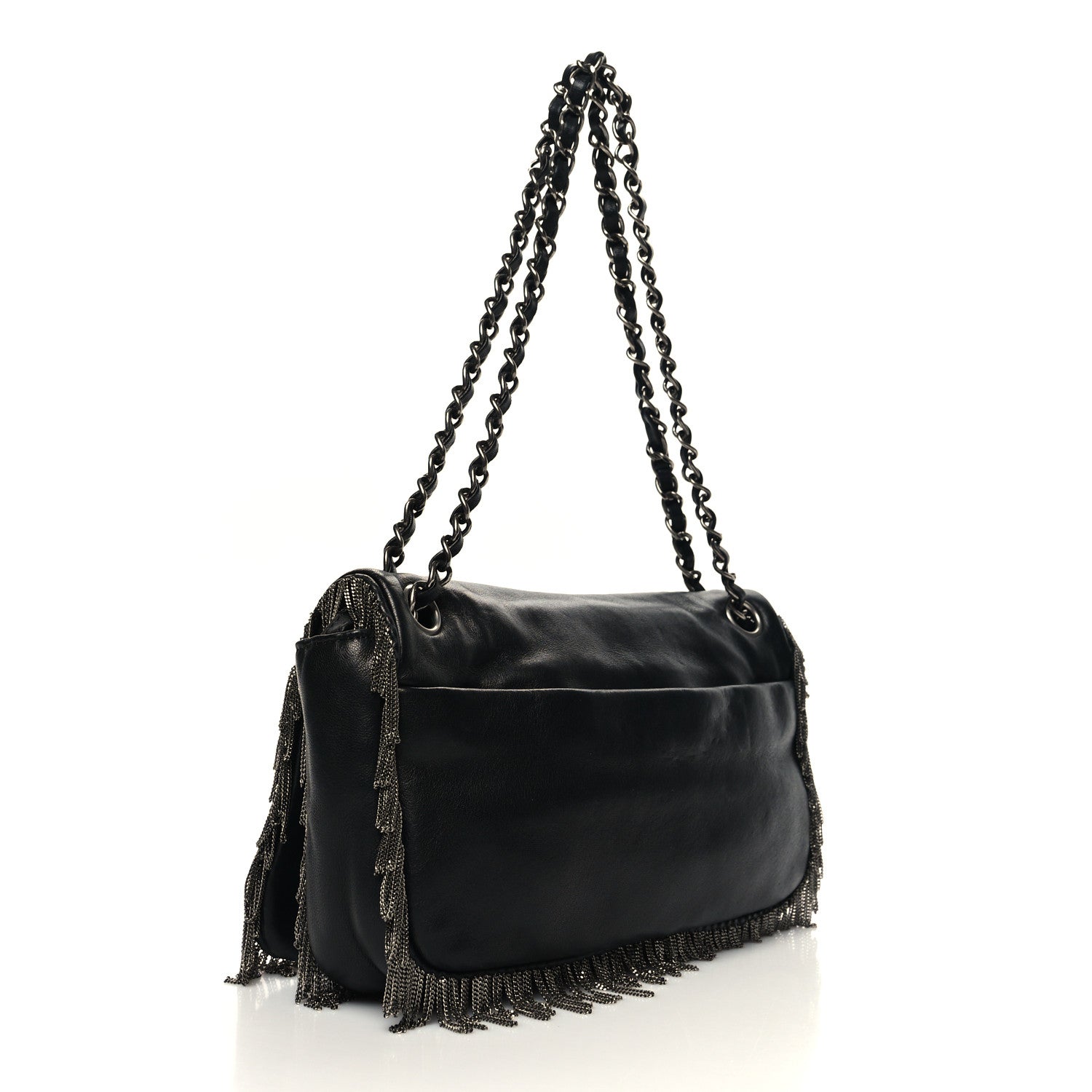 Chanel Lambskin Rock And Cabaret Chain Fringe Flap Black 3 of 10