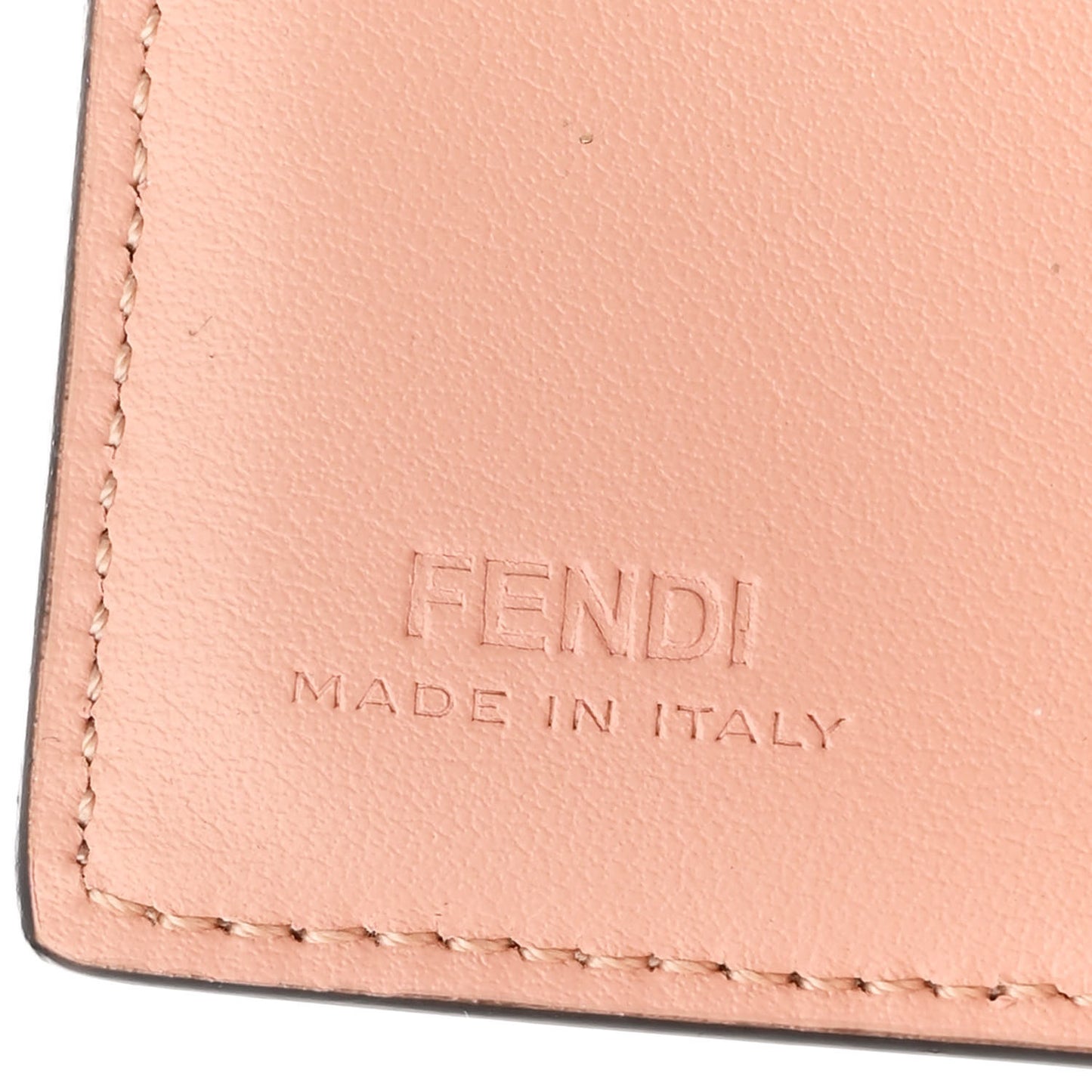Vitello Kyoto Metal Fendi Roma Logo Micro Trifold Wallet with Chain Light Rose