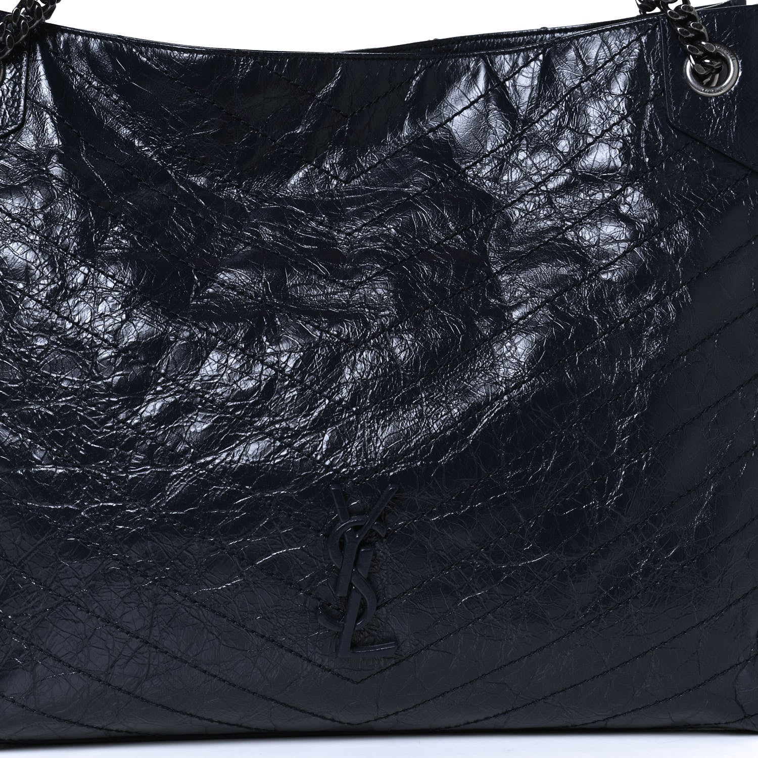 Saint Laurent Crinkled Calfskin Matelasse Monogram Niki Shoulder Bag Deep Marine 8 of 13