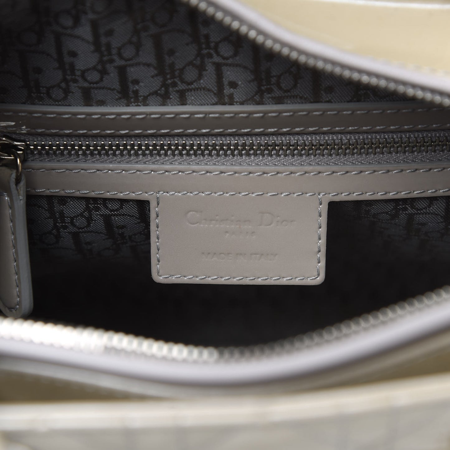 Patent Cannage Large Lady Dior Beige