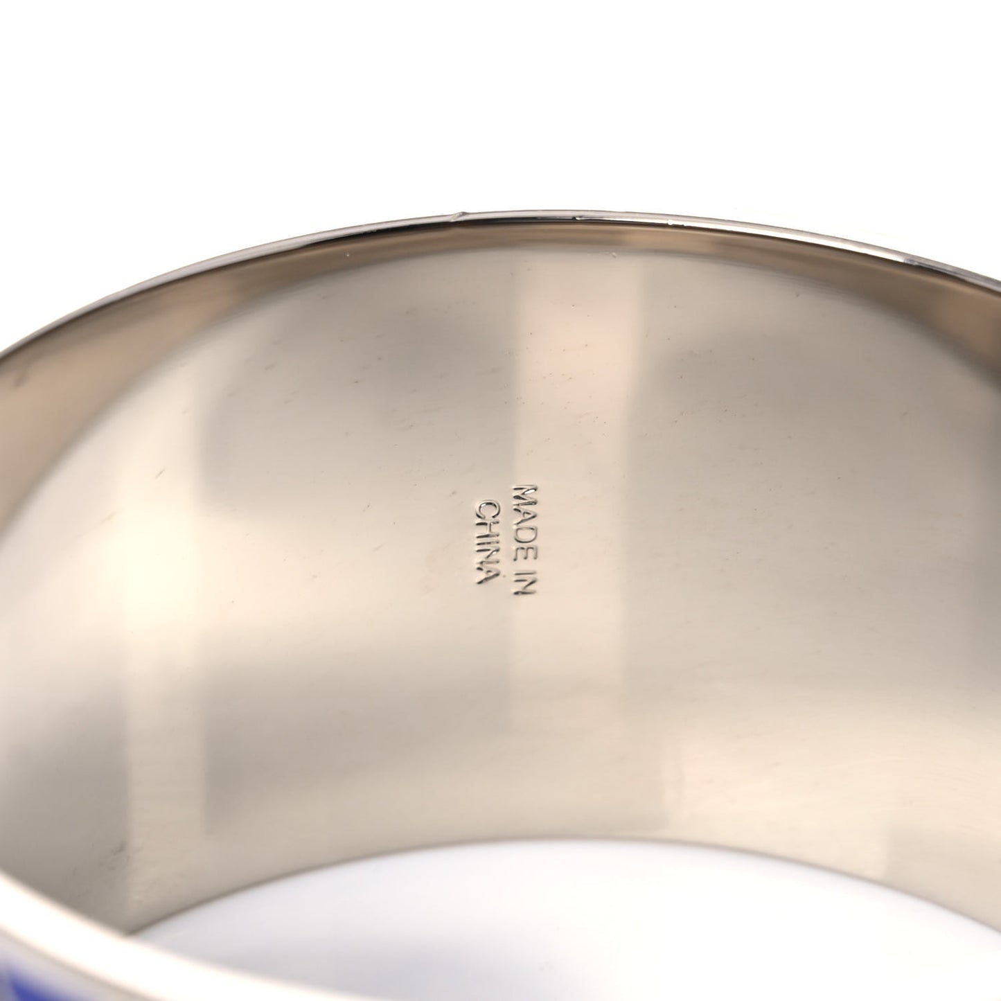 Wide Enamel Skull Bangle Bracelet Brown Blue