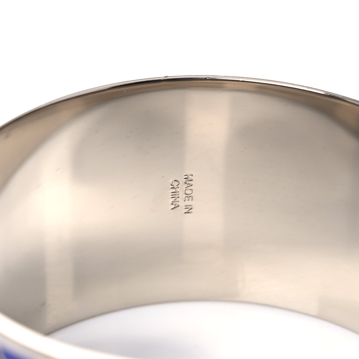 Alexander McQueen Wide Enamel Skull Bangle Bracelet Brown Blue 6 of 6