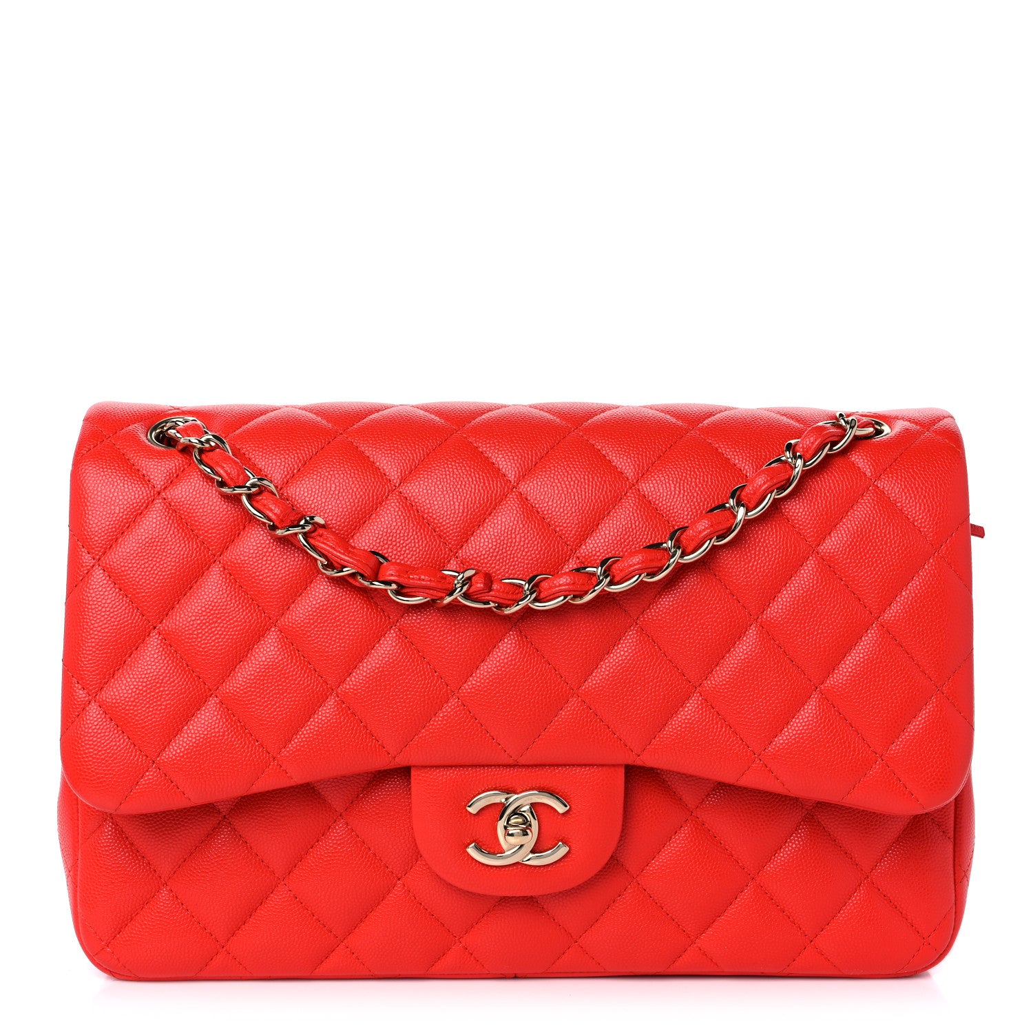 Chanel Caviar Quilted Jumbo Double Flap Red 1 of 9