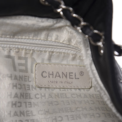 Chanel Lambskin Contrast Stitch Large Drawstring Tote Black 10 of 18
