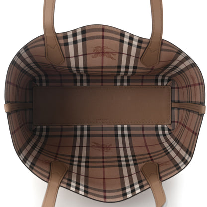 Burberry Grainy Calfskin Haymarket Check Small Reversible Tote Camel 12 of 15
