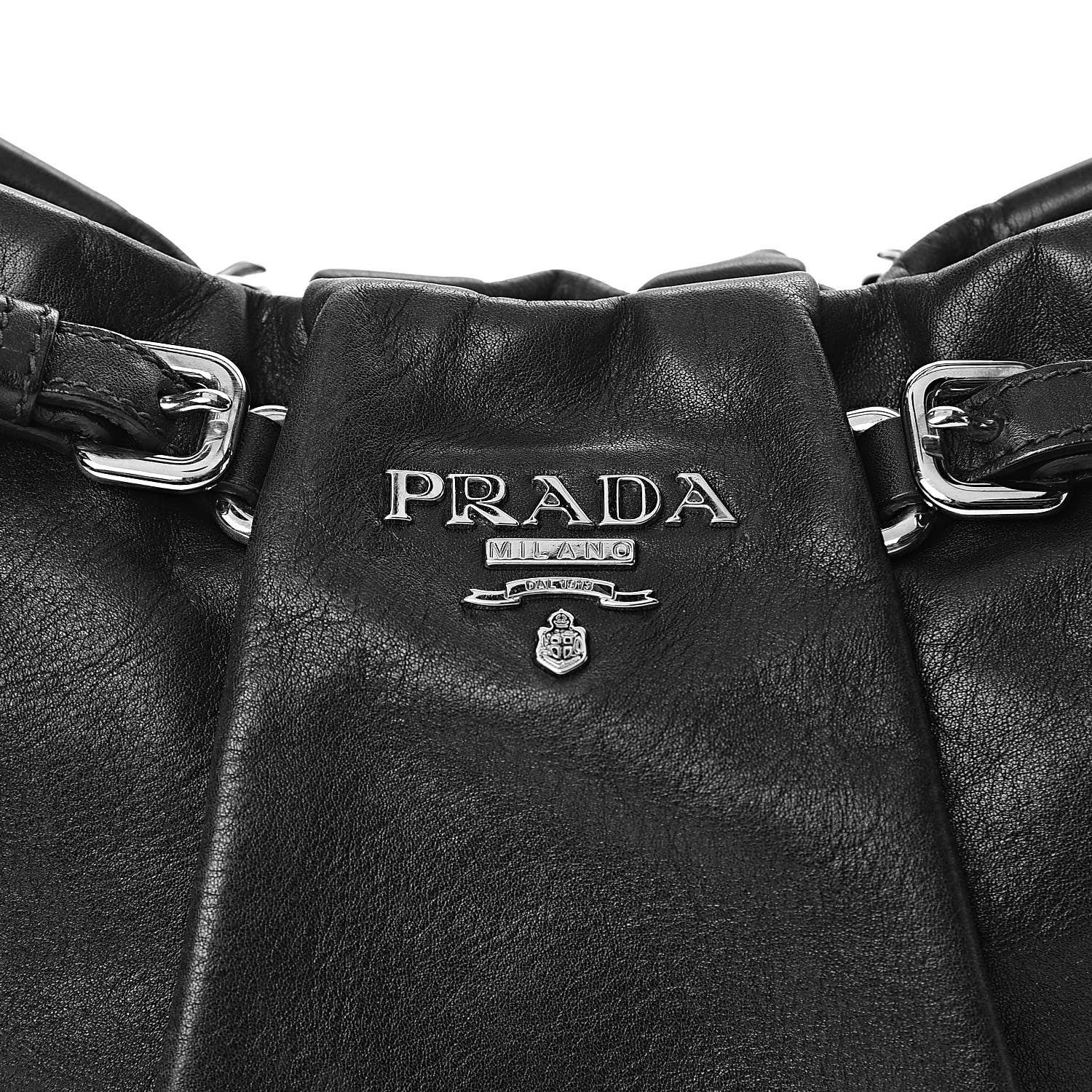 Prada Soft Calfskin Pleated Hobo Black 16 of 16