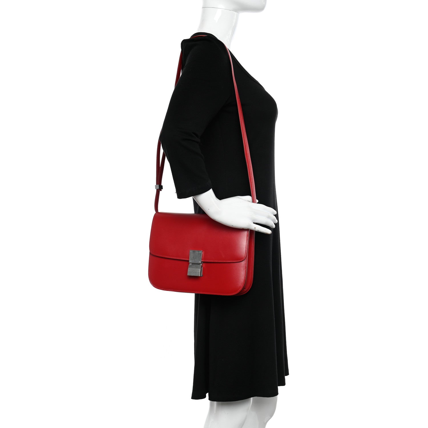 Celine Box Calfskin Medium Classic Box Flap Bag Red 2 of 10