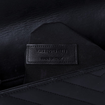 Saint Laurent Smooth Calfskin Matelasse Chevron Large Monogram Satchel Black 9 of 9