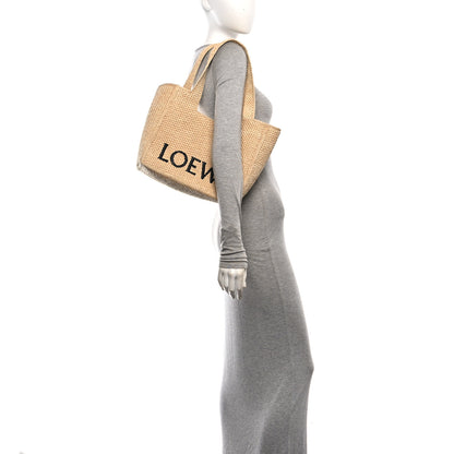 Loewe X PAULA'S IBIZA Raffia Medium  Font Tote Natural Tan 2 of 10