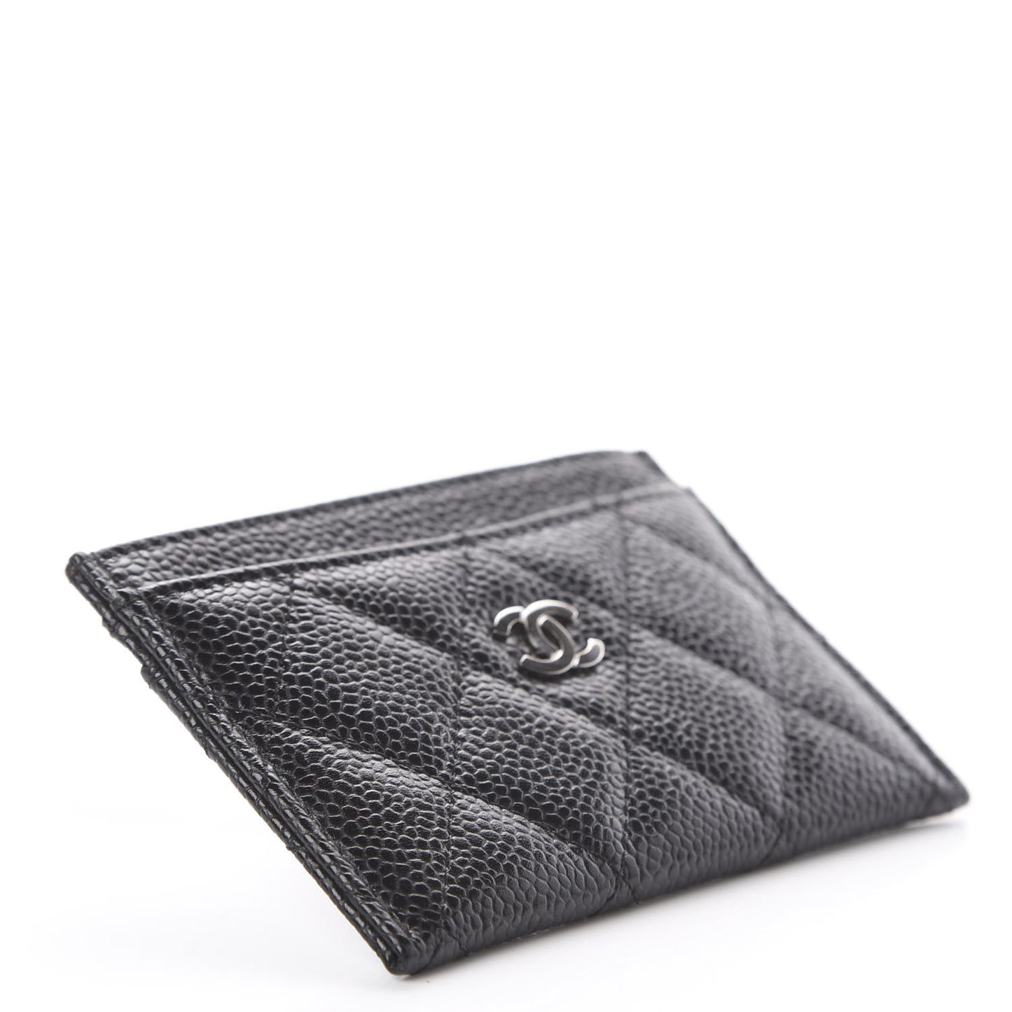 Caviar Quilted Card Holder Black