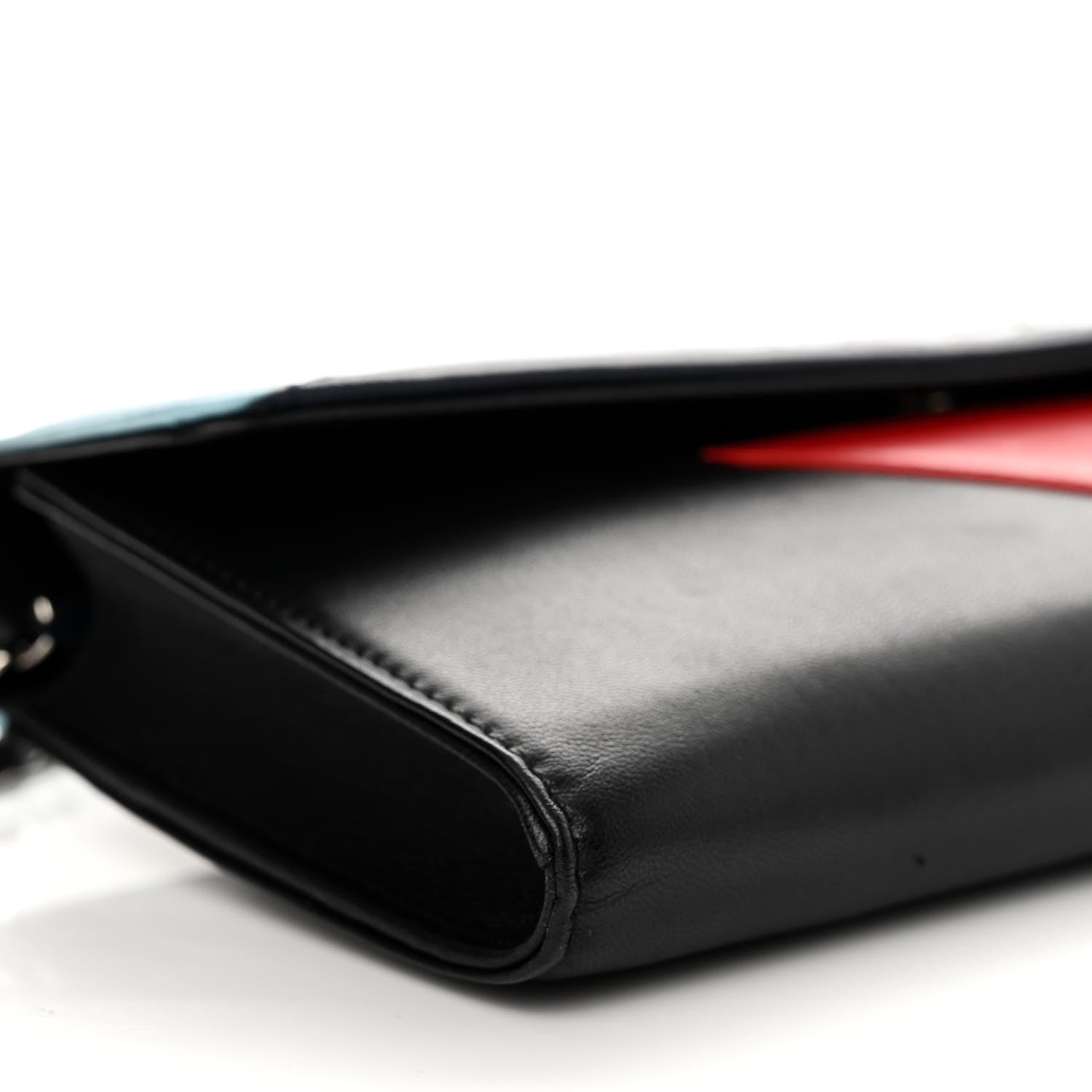 Chanel Lambskin Airlines Wallet On Chain WOC Blue Black Red 11 of 13
