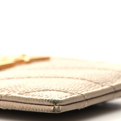 Saint Laurent Grain De Poudre Matelasse Chevron Monogram Credit Card Case Dark Beige 10 of 10