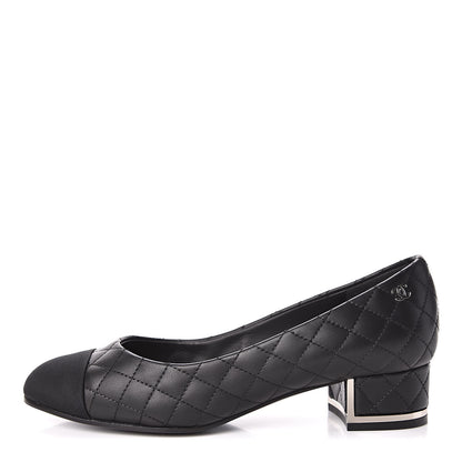 Chanel Aged Calfskin Grosgrain Quilted Cap Toe Pumps 35 Black 1 of 10